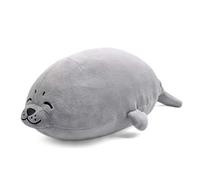 RIHUD Cute Plush Seal Pillows, Big Stuffed Animals Anime Plush Hugging Pillow Gray Toy Gifts for Bedding, Kids Birthday, Thanksgiving, Christmas 27.2 inch (Small)