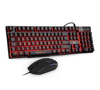 Rii Gaming RK101 (Layout Italiano) - Set Tastiera e Mouse da gioco, retroilluminati a LED, sensibilità regolabile fino a 3.200 DPI