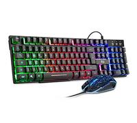 Rii Gaming RK108 (Layout Italiano) - Set Tastiera RK100+ e Mouse da Gioco, retroilluminati a LED, sensibilità Regolabile Fino a 3.200 DPI