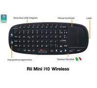 Rii Mini i10 Wireless - Tastiera con mouse touchpad per Smart TV, Mini PC, PC
