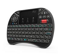 Rii Mini tastiera wireless, i8X, tastiera wireless portatile da 2,4 GHz con mouse touchpad, retroilluminazione a LED, batteria ricaricabile agli ioni di litio, colore nero