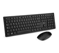 Rii RK200 Wireless - Set Tastiera e Mouse Senza Fili, Tastiera silenziosa con tastierino numerico, Mouse con sensibilità Regolabile, Design Elegante e Minimalista