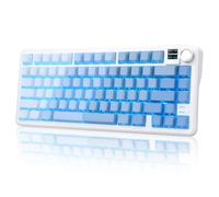 Rii RK805 Tastiera meccanica senza fili cremosa con schermo TFT e manopola, 75% tastiera da gioco montata su guarnizione con retroilluminazione RGB, Tri-Mode BT/2.4G/USB-C, hot swap, per Windows/Mac