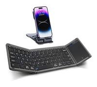 Rii Tastiera Bluetooth pieghevole RK809Pro con touchpad | Full Size, tastiera pieghevole portatile con touchpad, ricaricabile per iPad, iPhone, iOS, Windows, Mac, Android