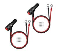 RIIEYOCA 2PCS 12V 24V Adattatore Spina Accendisigari, 16AWG Pesante 15A Accendisigari Maschio a O-ring Cavo di Alimentazione di Ricambio con Interruttore On/Off per Auto, Barche 0,6m / 2ft