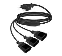 RIIEYOCA 3-in-1 Euro Cavo di Prolunga Piatto, Spina Piatta di Tipo C Corta a Presa Multipla Distributore di Spina Euro, 2,5A 250V 0,75 mm² per Monitor, TV, Elettrodomestici
