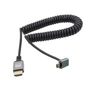 RIIEYOCA 90 gradi ad angolo discendente UHD 4K Micro HDMI maschio a HDMI maschio 18Gbps ad alta velocità 2.0 Cavo estensore a spirale Supporta 4K@60Hz, 1080p, ARC, 3D, estensibile a 1.5M/5FT