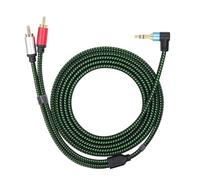 RIIEYOCA 90 gradi ad angolo retto 3,5 mm a 2 cavi RCA 3FT, 2RCA maschio a 3,5 mm TRS maschio Stereo Y splitter Adattatore per smartphone, altoparlanti, MP3, tablet e altro (2 m)