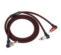 RIIEYOCA 90 gradi ad angolo retto da 3,5 mm a 2 cavi RCA 3FT, adattatore stereo a Y da 2RCA maschio a 3,5 mm TRS maschio per smartphone, altoparlanti, MP3, tablet e altro ancora