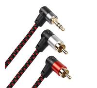 RIIEYOCA 90 gradi ad angolo retto da 3,5 mm a 2 cavi RCA 6FT, adattatore stereo a Y da 2RCA maschio a 3,5 mm TRS maschio per smartphone, altoparlanti, MP3, tablet e altro ancora