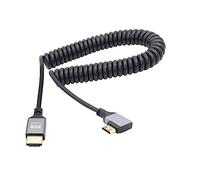 RIIEYOCA 90 gradi ad angolo sinistro UHD 4K Mini HDMI Maschio a HDMI Maschio 18Gbps Alta Velocità 2.0 Cavo estensore a spirale Supporta 4K@60Hz, 1080p, ARC, 3D, estensibile a 1.5M/5FT