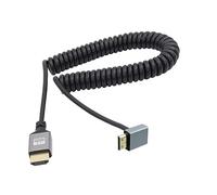 RIIEYOCA 90 gradi ad angolo verso l'alto UHD 4K Mini HDMI maschio a HDMI maschio 18Gbps ad alta velocità 2.0 Cavo estensore a spirale Supporta 4K@60Hz, 1080p, ARC, 3D, estensibile a 1,5M/5FT