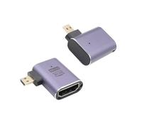 RIIEYOCA 90 gradi di angolo sinistro e destro UHD 8K Micro HDMI a HDMI Adapter, standard 48Gbps ad alta velocità 2.1 Extender Micro HDMI maschio a HDMI femmina supporto 8K@60Hz, 4K@120Hz (2pack)