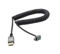 RIIEYOCA 90 gradi su angolo UHD 4K Micro HDMI maschio a HDMI maschio 18Gbps ad alta velocità 2.0 Cavo estensore a spirale Supporta 4K@60Hz, 1080p, ARC, 3D, estensibile a 1,5 M/5FT