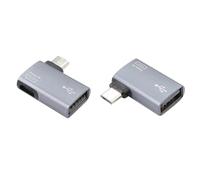 RIIEYOCA Adattatore micro USB OTG ad angolo sinistro e destro a 90 gradi, supporta unità flash, dischi rigidi esterni e altro, alimenta periferiche USB 2.0