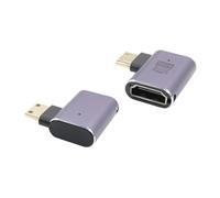 RIIEYOCA Adattatore Mini HDMI a HDMI a 90 gradi, ad angolo retto 8 K, 48 Gbps, ad alta velocità 2.1, estensore Mini HDMI a presa HDMI, adattatore 8 K, 4 K, con luci a LED per laptop, fotocamere, DSLR,