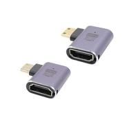 RIIEYOCA Adattatore Mini HDMI a HDMI con angolo destro e sinistro di 90 gradi, estensore ad alta velocità 2.1 da Mini HDMI maschio a HDMI femmina 8K 4K con luci LED, 2PCS