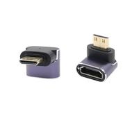 RIIEYOCA Adattatore mini HDMI a HDMI da 90 gradi, adattatore mini HDMI a HDMI, 48 Gbps ad alta velocità 2.1 Extender Mini HDMI a connettore HDMI, adattatore 8K 4K con illuminazione a LED per laptop