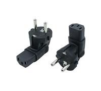 RIIEYOCA Adattatore Schuko da 90 gradi a IEC C13, presa IEC320 C13 a spina europea CEE 7/7 adattatore per laptop o cavi C13 - nero (2 confezioni)
