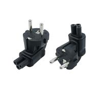 RIIEYOCA Adattatore Schuko da 90 gradi a IEC C5, presa IEC320 C5 a spina europea CEE 7/7 adattatore per laptop o cavi C5 - nero (2 pezzi)