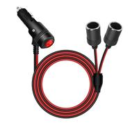 RIIEYOCA Adattatore splitter per accendisigari da 12 V 24 V con interruttore on/off, 1 maschio a 2 prese femmina, cavo di alimentazione splitter a Y (1 m)