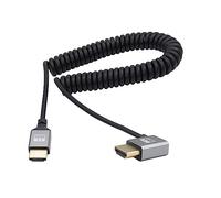 RIIEYOCA Cavo a spirale ad angolo retto UHD 4K HDMI maschio a HDMI 18 Gbps ad alta velocità 2.0 Extender supporta 4K a 60 Hz, 1080p, ARC, 3D, estensibile a 1.5M/5FT