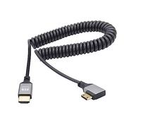 RIIEYOCA Cavo a spirale ad angolo retto UHD 4K Mini HDMI maschio a HDMI 18 Gbps High Speed 2.0 Extender supporta 4K a 60 Hz, 1080p, ARC, 3D, estensibile a 1.5M/5FT