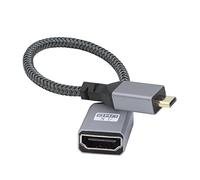 RIIEYOCA Cavo adattatore da micro-HDTV a HDTV, dritto da micro maschio a HDTVS femmina, in alluminio, cavo corto in nylon intrecciato, supporto 4K UHD, per laptop, proiettore, TV, monitor (20 cm)