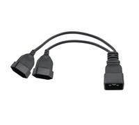 RIIEYOCA Cavo adattatore di rete 2 in 1, cavo adattatore di alimentazione per spina UPS IEC 320 C20 su doppia presa Euro CEE7/16, nero, 0,32 m