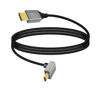 RIIEYOCA Cavo adattatore Micro HDMI a HDMI da 8 K, ad angolo di 90 gradi verso l'alto, connettore micro HDMI a HDMI maschio 8 K @60 Hz 4 K @120 Hz 48 Gbps ad alta velocità HDMI 2.1 cavo di