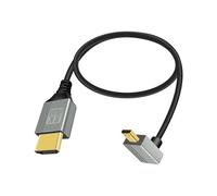 RIIEYOCA Cavo adattatore Micro HDMI a HDMI da 8 K, ad angolo di 90 gradi verso l'alto, connettore micro HDMI a HDMI maschio 8 K @ 60 Hz 4 K @ 120 Hz 18 Gbps ad alta velocità HDMI 2.1 cavo di
