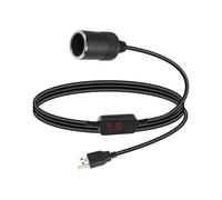 RIIEYOCA Cavo Convertitore Presa Accendisigari da USB A, Adattatore Accendisigari da 5V a 12V Femmina a USB A con Display Digitale per Dash Cam, Rilevatore Radar (0,7 m / 2,3 FT)