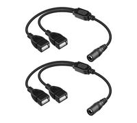 RIIEYOCA Cavo di alimentazione DC a 2 USB-A, 0,3 m, confezione da 2 (DC3515 a 2 USB A) (DC5521)