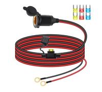 RIIEYOCA Cavo di Prolunga per Presa Accendisigari 12V/24V, Presa Accendisigari Femmina a Filetto Fisso per Auto a Cavo Terminale O Ring con Copertura Impermeabile e Fusibile 20A.(3M)