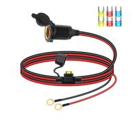 RIIEYOCA Cavo di Prolunga per Presa Accendisigari 12V/24V, Presa Accendisigari Femmina a Filetto Fisso per Auto a Cavo Terminale O Ring con Copertura Impermeabile e Fusibile 20A.(1M)