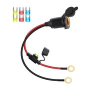 RIIEYOCA Cavo di Prolunga per Presa Accendisigari 12V/24V, Presa Accendisigari Femmina a Filetto Fisso per Auto a Cavo Terminale O Ring con Copertura Impermeabile e Fusibile 20A.(0,3M)