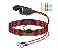 RIIEYOCA Cavo di Prolunga per Presa Accendisigari 12V/24V, Presa Accendisigari Femmina per Auto a Cavo Terminale O Ring con Copertura Impermeabile e Fusibile 20A per Auto, Barche, ecc. (2M)