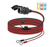RIIEYOCA Cavo di Prolunga per Presa Accendisigari 12V/24V, Presa Accendisigari Femmina per Auto a Cavo Terminale O Ring con Copertura Impermeabile e Fusibile 20A per Auto, Barche, ecc. (3M)