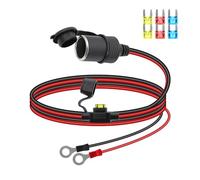 RIIEYOCA Cavo di Prolunga per Presa Accendisigari 12V/24V, Presa Accendisigari Femmina per Auto a Cavo Terminale O Ring con Copertura Impermeabile e Fusibile 20A per Auto, Barche, ecc. (1M)