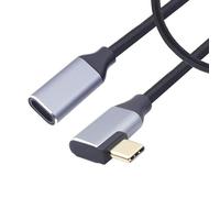 RIIEYOCA Cavo di prolunga USB C maschio a USB C femmina a 90 gradi 3.1 Gen2, ricarica rapida 100W, corrente 5A, trasmissione rapida 10Gbps, trasmissione 4K HD (0.5M)