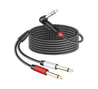 RIIEYOCA Cavo Insert Right Angle 1/4 di pollice TRS Stereo a Doppio 1/4 di pollice TS Mono (90 Degree 6.35 TRS to Dual 6.35 TS, 1.8M)