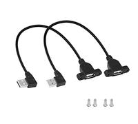 RIIEYOCA Panel Mount - Prolunga USB 2.0, 90 gradi, angolo sinistro e destro, USB tipo A maschio a femmina tipo A con foro per vite con fori per il fissaggio