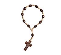 Riiichflowshop Bracciale Rosario cattolico con per rosari Pendenti Perline di Legno Battesimo Comunione Dito Rosa Legno massello