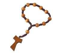 Riiichflowshop Rosario di Perline di Legno Perline da 8 mm e Ciondolo a Forma di Croce per Preghiera e Meditazione. Eleganti grani di Legno Perline del Rosario