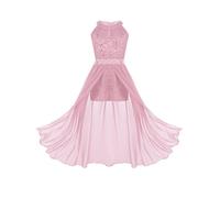 Riismen Abito Principessa Ragazza con Paillettes Lungo da Cerimonia - Vestito Elegante Bambina per Damigella Sposa Matrimonio Compleanno Comunione Festa 4-16 Anni Rosa 16 Anni