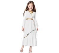 Riismen Bambina Costume Da Antica Romana Cosplay Della Dea Greca Maxiabito Storico Romano Toga Lunga Costume Festa Di Halloween Carnevale Abito Travestimento Bianco 9-10 anni