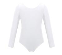 Riismen Bambini Ragazza Danza Classica Body Lunga Manica da Artistica Ginnastica Balletto Leotards Corpo Ballare Vestiario Bianco 5-6 anni