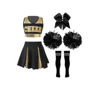 Riismen Costume Da Per Bambina Top Senza Maniche Gonna Mini Calze Copricapo Pompon Uniforme Da Scolara Costume Per Halloween Carnevale Un bianco nero 15-16 anni