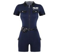 Riismen Donna Donna Costume Da Poliziotta Halloween Uniforme Da Poliziotta Carnevale Costume Carnevalesco Abiti Poliziotto Festa A Tema Tuta Blu navy XXL