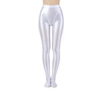 Riismen Donna Olio Collant Lucido Collant da Danza Pantaloni Yoga Pantaloni Modellanti Leggings Opache Bianco XXL
